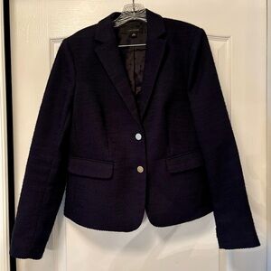 Ann Taylor Size 10 Midnight Blue Textured Blazer